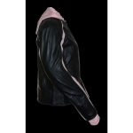 Milwaukee Leather SH1951 Women’s Black and Pink Striped Leather Jacket with Zip-Out Hoodie - Image 8