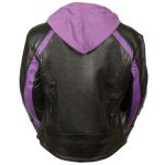 Milwaukee Leather SH1951 Women’s Striped Black and Purple Leather Jacket with Zip-Out Hoodie - Image 4