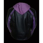 Milwaukee Leather SH1951 Women’s Striped Black and Purple Leather Jacket with Zip-Out Hoodie - Image 6