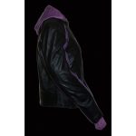 Milwaukee Leather SH1951 Women’s Striped Black and Purple Leather Jacket with Zip-Out Hoodie - Image 8
