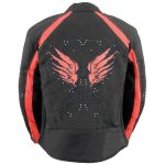 Milwaukee Leather SH1954 Women’s Black and Red Textile Jacket with Stud and Wings Detailing - Image 4