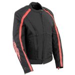 Milwaukee Leather SH1954 Women’s Black and Red Textile Jacket with Stud and Wings Detailing