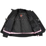 Milwaukee Leather SH1954 Women’s Black and Pink Textile Jacket with Stud and Wings Detailing - Image 4