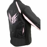 Milwaukee Leather SH1954 Women’s Black and Pink Textile Jacket with Stud and Wings Detailing - Image 8