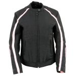 Milwaukee Leather SH1954 Women’s Black and Pink Textile Jacket with Stud and Wings Detailing - Image 7