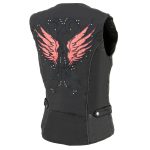 Milwaukee Leather SH1955 Ladies Black and Red Textile Vest with Wing Embroidery - Image 7