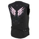 Milwaukee Leather SH1955 Ladies Black and Pink Textile Vest with Wing Embroidery - Image 8