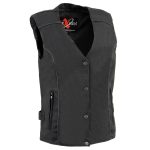 Milwaukee Leather SH1955 Ladies Black and Pink Textile Vest with Wing Embroidery - Image 7