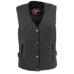 Milwaukee Leather SH1955 Ladies Black and Pink Textile Vest with Wing Embroidery - Image 2