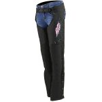 Milwaukee Leather SH1956 Women’s ‘Winged’ Black and Pink Textile Chaps - Image 7