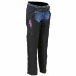 Milwaukee Leather SH1956 Women’s ‘Winged’ Black and Purple Textile Chaps