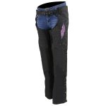 Milwaukee Leather SH1956 Women’s ‘Winged’ Black and Purple Textile Chaps - Image 7