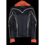 NexGen SH1960 Women’s Black Hooded Textile Jacket with Reflective Piping - Image 3
