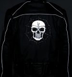 Milwaukee Leather SH1963 Men’s Black ‘Glow In The Dark Skull’ Textile Motorcycle Jacket - Image 3