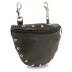 Milwaukee Leather SH197S Women’s Black Leather Studded Belt Bag with Belt Clasps