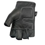 Milwaukee Leather SH198 Men’s Black Leather Gel Padded Palm Fingerless Motorcycle Gloves w/ Red Flame Embroidery - Image 8