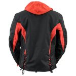NexGen SH1998 Ladies Red and Black Textile Racer Jacket with Removable Hoodie - Image 2