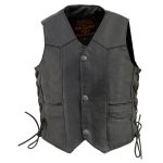Milwaukee Leather SH2011L Kids Black Classic Side Lace Three Snap Leather Vest - Image 7