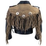 Leather King SH2015 Ladies ‘Fringed’ Cropped Two Tone Jacket with Braiding Detail - Image 2
