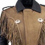 Leather King SH2015 Ladies ‘Fringed’ Cropped Two Tone Jacket with Braiding Detail - Image 5