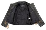 Leather King SH2015 Ladies ‘Fringed’ Cropped Two Tone Jacket with Braiding Detail - Image 3