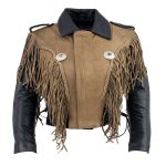 Leather King SH2015 Ladies ‘Fringed’ Cropped Two Tone Jacket with Braiding Detail - Image 7