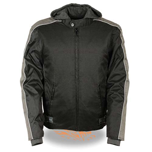 NexGen SH2034 Men’s  Black and Grey Nylon Racer Jacket with Hoodie