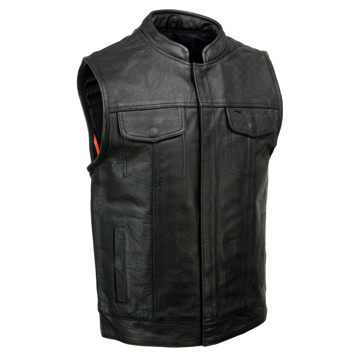 Milwaukee Leather SH2036 Men’s Black Club Style’ Open Neck Leather Vest