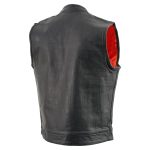 Leather King SH203601 Men’s Black ‘Club Style’ Open Neck Leather Vest - Image 5