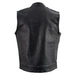 Leather King SH203601 Men’s Black ‘Club Style’ Open Neck Leather Vest - Image 2