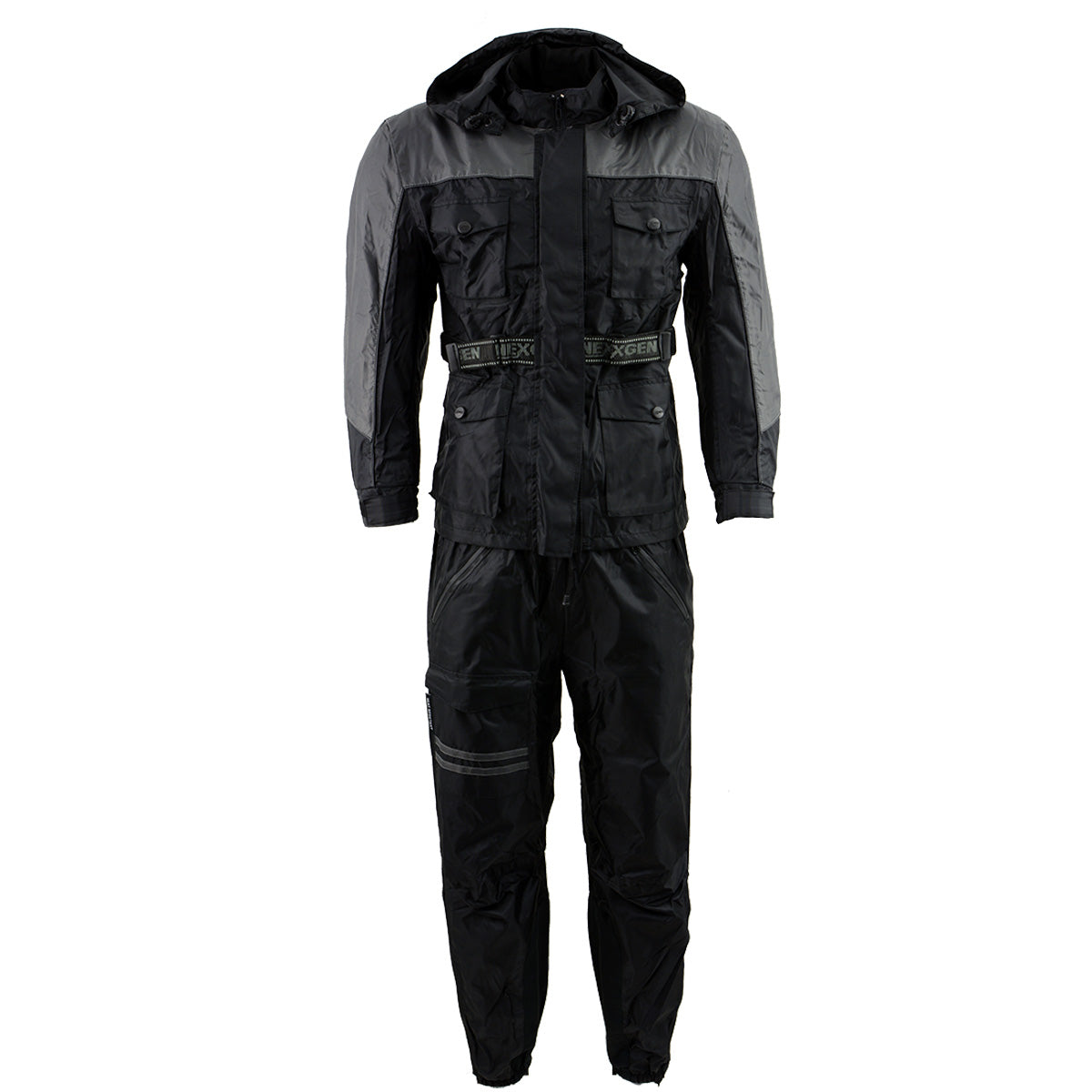 NexGen Men’s SH2049 Black and Grey Hooded Water Proof Armored Rain Suit