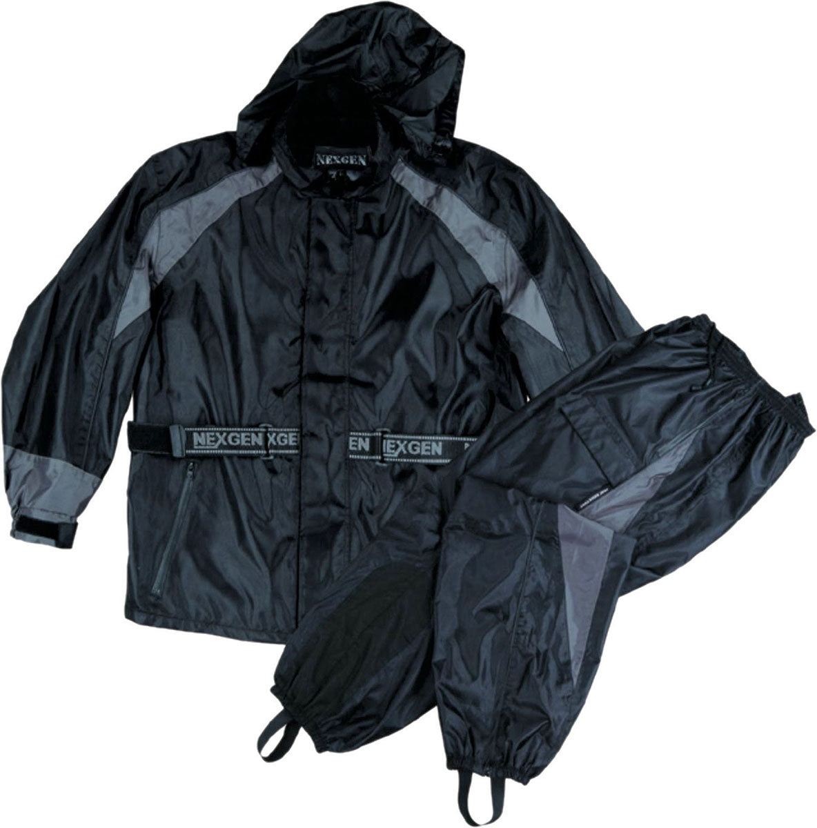 NexGen Men’s SH2050 Black and Grey Hooded Water Proof Armored Rain Suit
