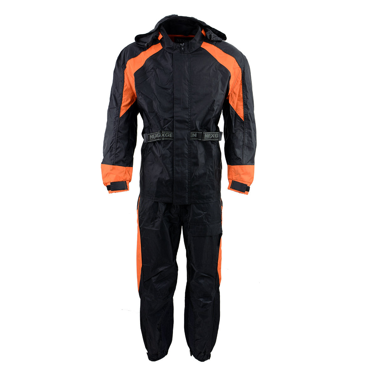 NexGen Men’s SH2052 Black and Orange Hooded Water Proof Armored Rain Suit