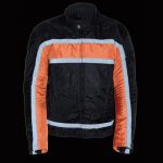 NexGen SH2095 Men’s ‘Racer’ Black and Orange Textile Motorcycle Jacket - Image 4