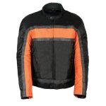 NexGen SH2095 Men’s ‘Racer’ Black and Orange Textile Motorcycle Jacket