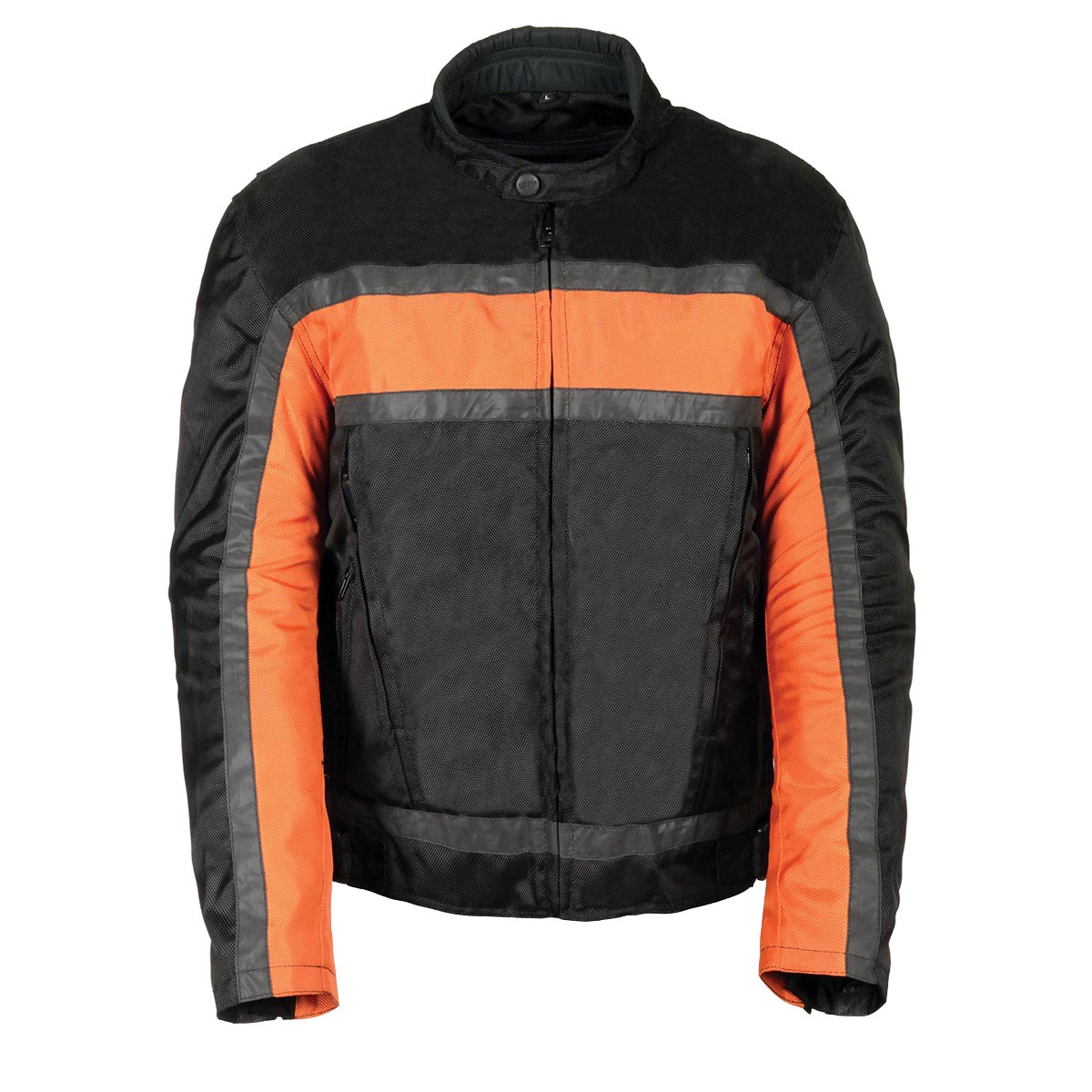 NexGen SH2095 Men’s ‘Racer’ Black and Orange Textile Motorcycle Jacket