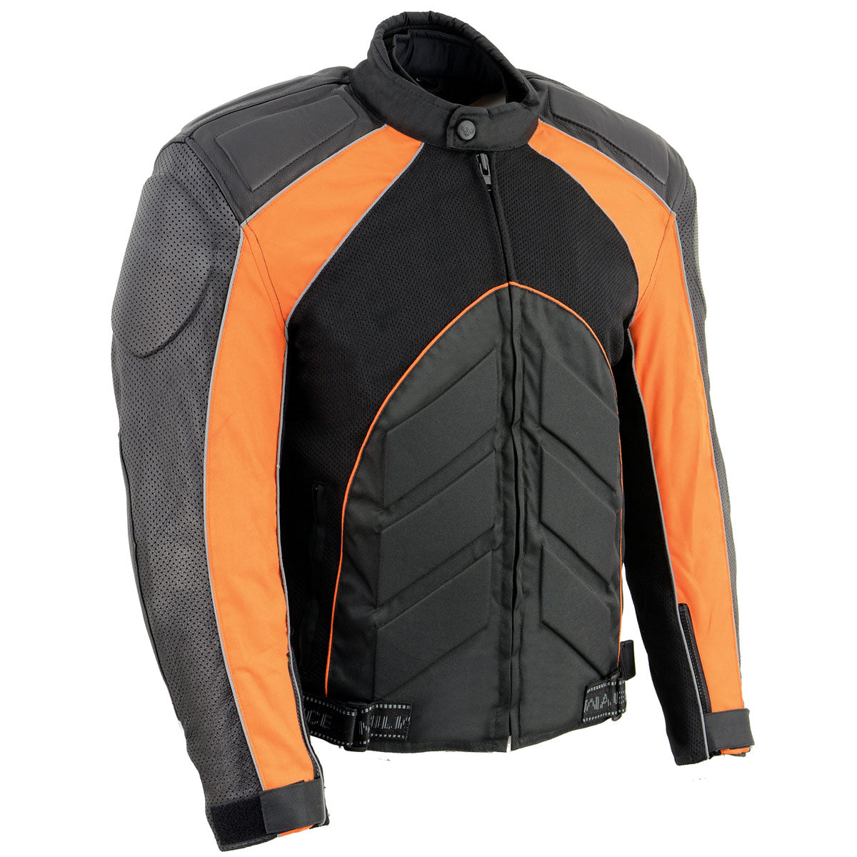 NexGen SH2153 Men’s Combo Black and Red CE Armored Leather and Textile with Mesh Motorcycle Jacket
