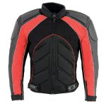 NexGen SH2153 Men’s Combo Black and Red Armored Leather and Textile with Mesh Moto Jacket - Image 10