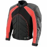 NexGen SH2153 Men’s Combo Black and Red Armored Leather and Textile with Mesh Moto Jacket - Image 9