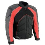 NexGen SH2153 Men’s Combo Black and Red Armored Leather and Textile with Mesh Moto Jacket