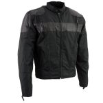 NexGen Men’s SH2177 Black Leather and Textile Vented Racer Jacket - Image 4
