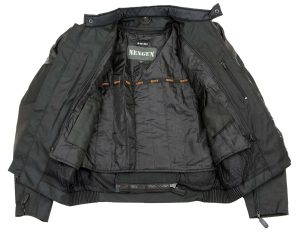 NexGen Men’s SH2177 Black Leather and Textile Vented Racer Jacket - Image 3