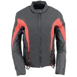 Nexgen SH2188 Women’s Black and Red Textile Motorcycle Riding Jacket with Side Stretch and Lacing - Image 6
