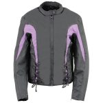 Nexgen SH2188 Women’s Black and Purple Textile Motorcycle Riding Jacket with Side Stretch and Lacing - Image 7