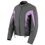 Nexgen SH2188 Women’s Black and Purple Textile Motorcycle Riding Jacket with Side Stretch and Lacing - Image 6