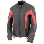 Nexgen SH2188 Women’s Black and Red Textile Motorcycle Riding Jacket with Side Stretch and Lacing - Image 7