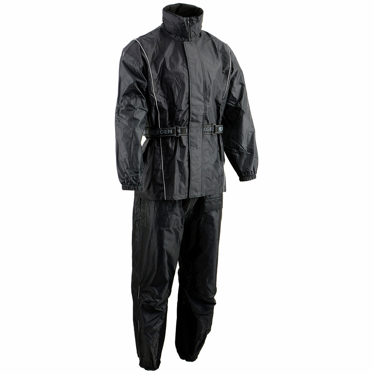 NexGen SH2225 Men’s Black Waterproof Rain Suit with Reflective Piping