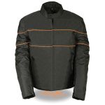 NexGen SH2285 Men’s Black with Orange Stripes Scooter Style Textile Jacket