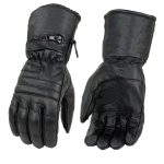 Milwaukee Leather SH230 Men’s Black Leather Warm Lining Gauntlet Motorcycle Hand Gloves W/ ‘Rain Mitten and Pull-on Closure’