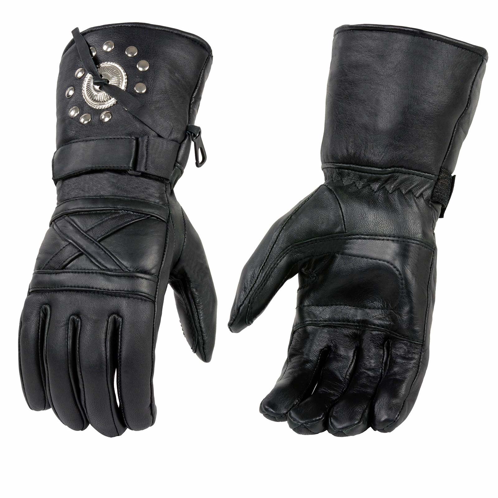 Milwaukee Leather SH231 Men’s Black Leather Warm Gauntlet Motorcycle Cold Weather Gloves